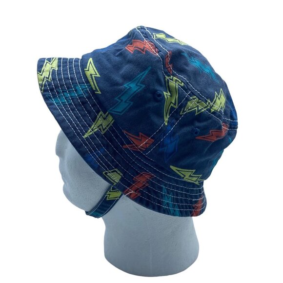 Children’s Place Toddler Kid Blue Multicolor Lightning Bolts Bucket Hat Sz Large - Picture 2 of 6